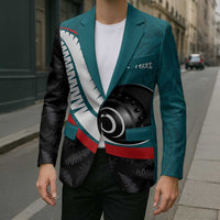 Personalised Aotearoa Lawn Bowls Blazer Maori and Silver Fern Sporty Style Teal Color - Polynesian Pride