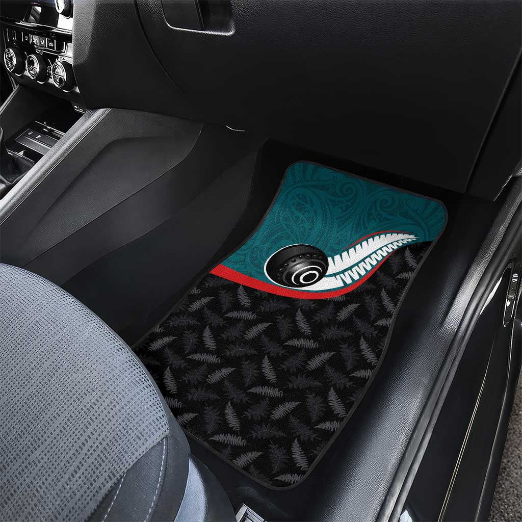 Aotearoa Lawn Bowls Car Mats Maori and Silver Fern Sporty Style Teal Color - Polynesian Pride