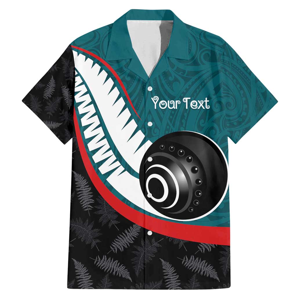 Personalised Aotearoa Lawn Bowls Family Matching Mermaid Dress and Hawaiian Shirt Maori and Silver Fern Sporty Style Teal Color - Polynesian Pride