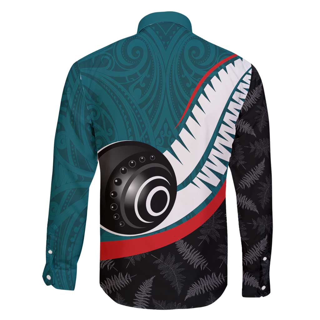 Personalised Aotearoa Lawn Bowls Family Matching Mermaid Dress and Hawaiian Shirt Maori and Silver Fern Sporty Style Teal Color - Polynesian Pride