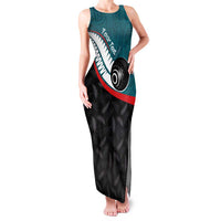 Personalised Aotearoa Lawn Bowls Family Matching Tank Maxi Dress and Hawaiian Shirt Maori and Silver Fern Sporty Style Teal Color - Polynesian Pride