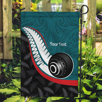 Personalised Aotearoa Lawn Bowls Garden Flag Maori and Silver Fern Sporty Style Teal Color - Polynesian Pride