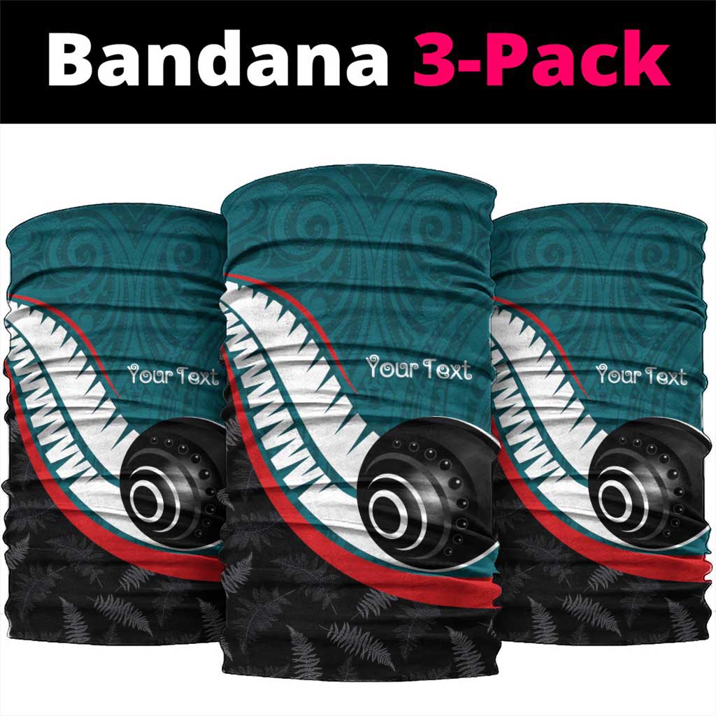 Personalised Aotearoa Lawn Bowls Neck Gaiter Maori and Silver Fern Sporty Style Teal Color - Polynesian Pride