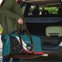 Personalised Aotearoa Lawn Bowls Travel Bag Maori and Silver Fern Sporty Style Teal Color - Polynesian Pride