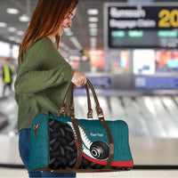 Personalised Aotearoa Lawn Bowls Travel Bag Maori and Silver Fern Sporty Style Teal Color - Polynesian Pride