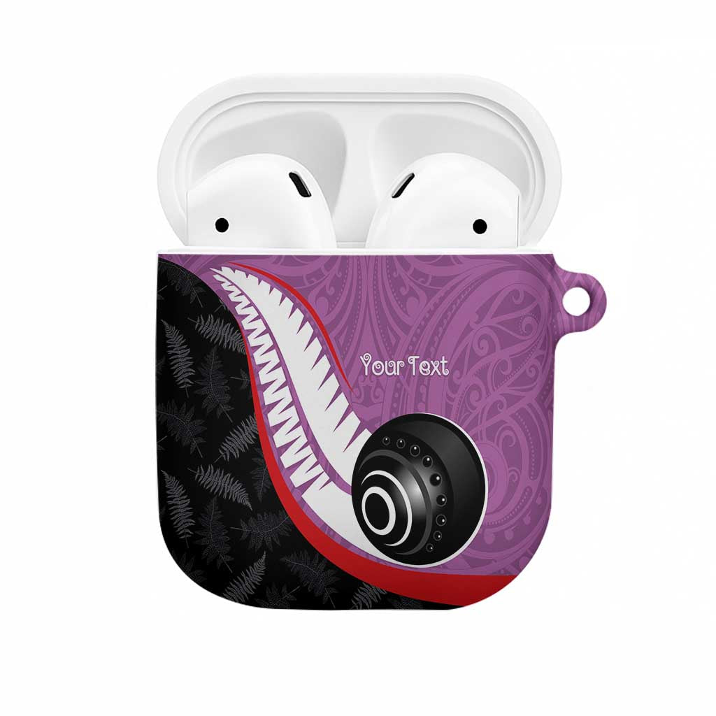 Personalised Aotearoa Lawn Bowls AirPods Case Maori and Silver Fern Sporty Style Pink Color LT03 Pink - Polynesian Pride