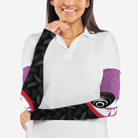 Personalised Aotearoa Lawn Bowls Arm Sleeves Maori and Silver Fern Sporty Style Pink Color - Polynesian Pride