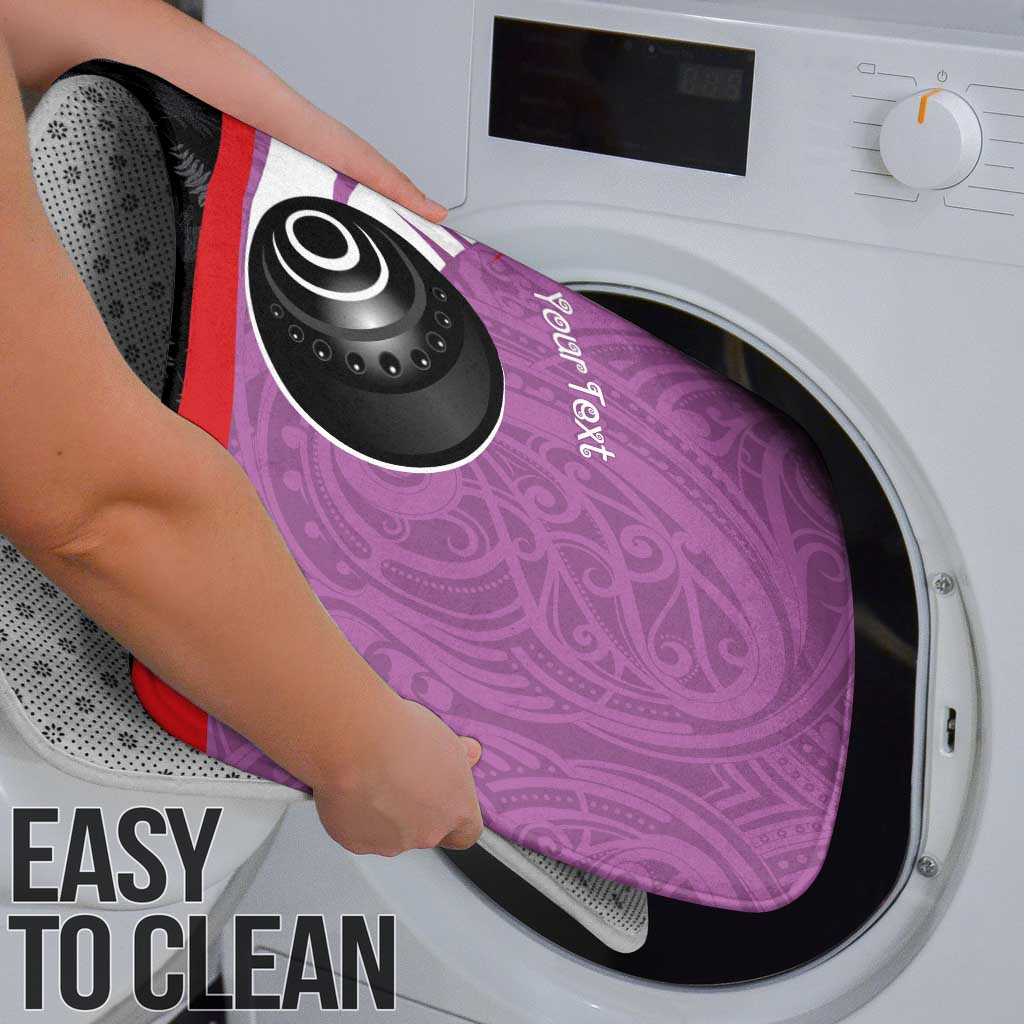 Personalised Aotearoa Lawn Bowls Bathroom Set Maori and Silver Fern Sporty Style Pink Color - Polynesian Pride