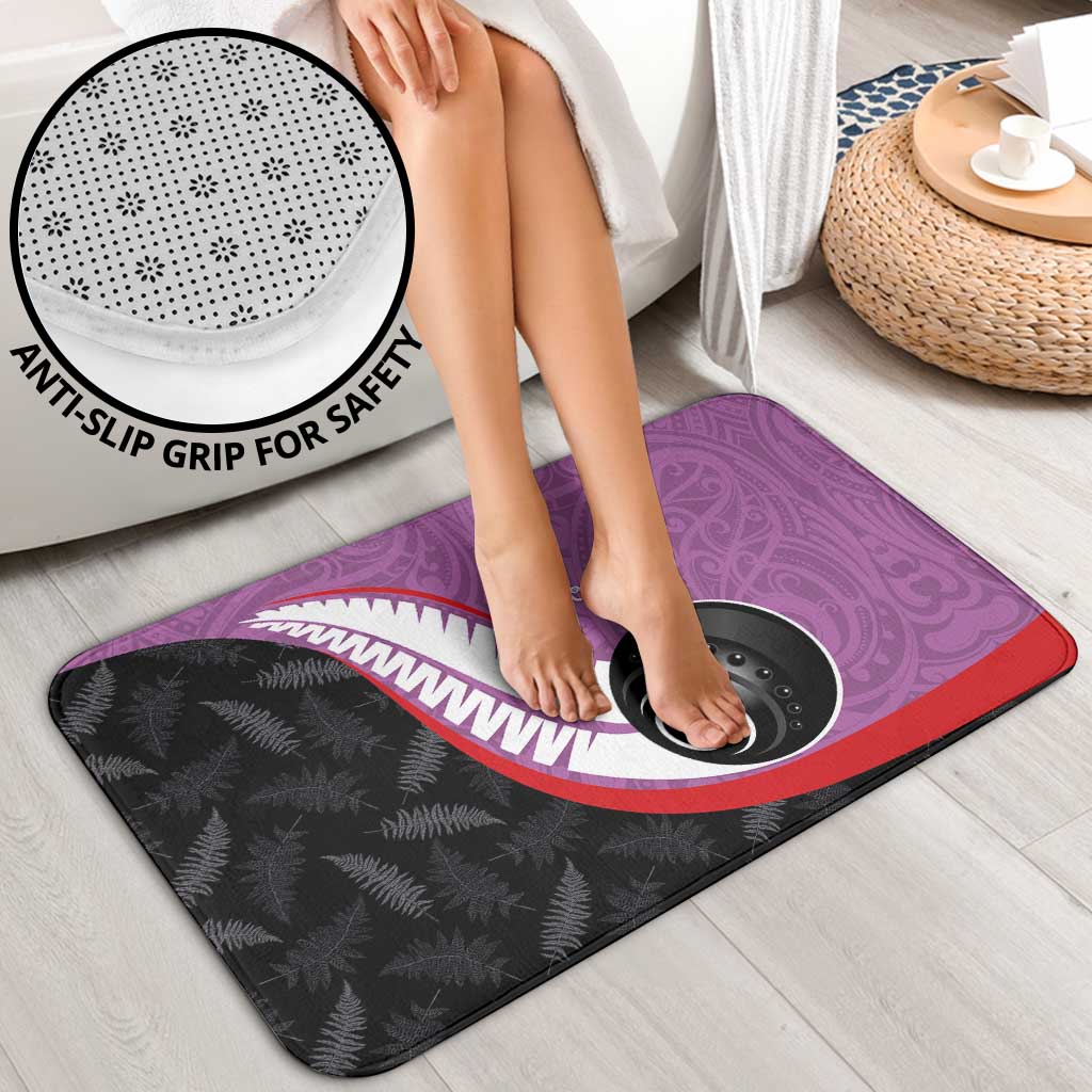 Personalised Aotearoa Lawn Bowls Bathroom Set Maori and Silver Fern Sporty Style Pink Color - Polynesian Pride