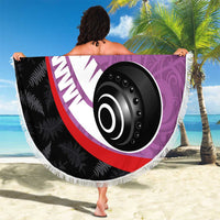 Personalised Aotearoa Lawn Bowls Beach Blanket Maori and Silver Fern Sporty Style Pink Color - Polynesian Pride