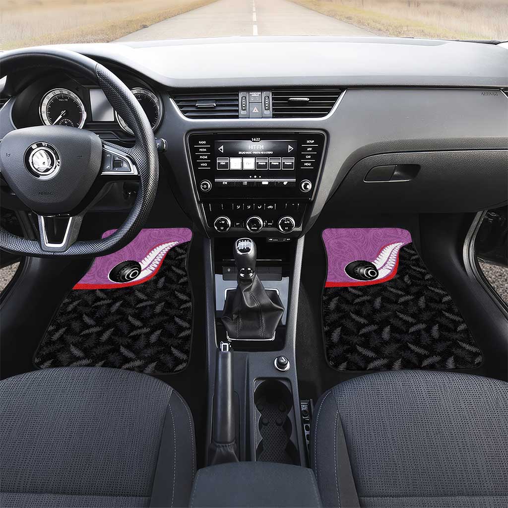 Aotearoa Lawn Bowls Car Mats Maori and Silver Fern Sporty Style Pink Color - Polynesian Pride