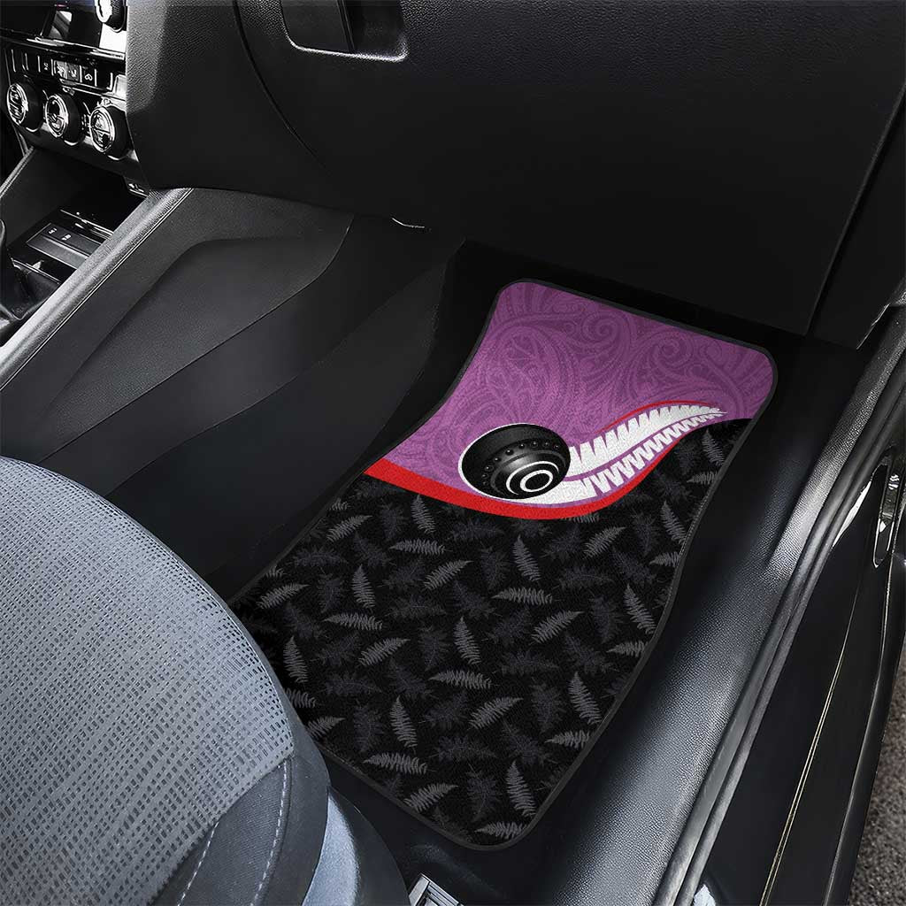 Aotearoa Lawn Bowls Car Mats Maori and Silver Fern Sporty Style Pink Color - Polynesian Pride