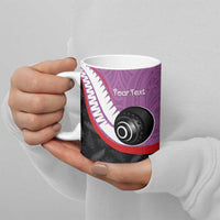 Personalised Aotearoa Lawn Bowls Ceramic Mug Maori and Silver Fern Sporty Style Pink Color - Polynesian Pride
