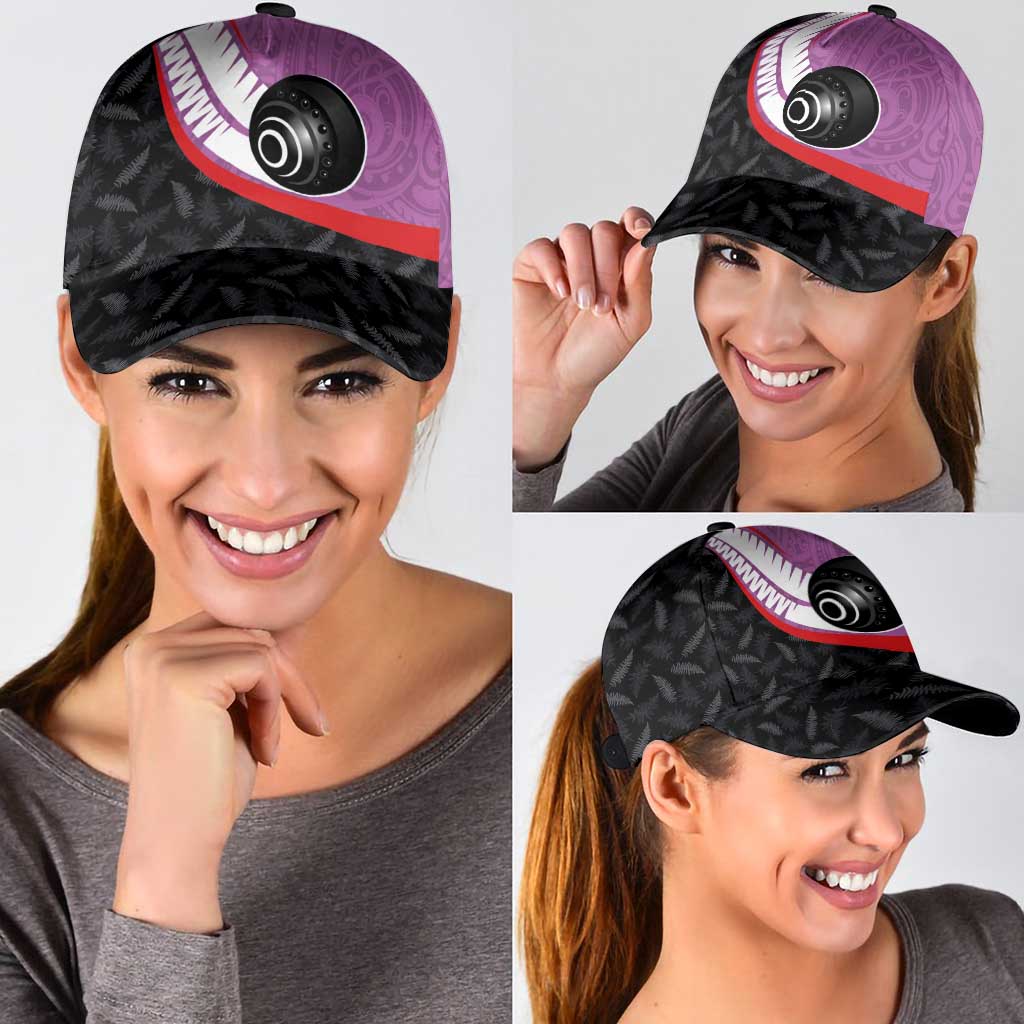 Aotearoa Lawn Bowls Classic Cap Maori and Silver Fern Sporty Style Pink Color - Polynesian Pride