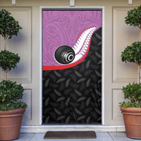 Aotearoa Lawn Bowls Door Cover Maori and Silver Fern Sporty Style Pink Color - Polynesian Pride