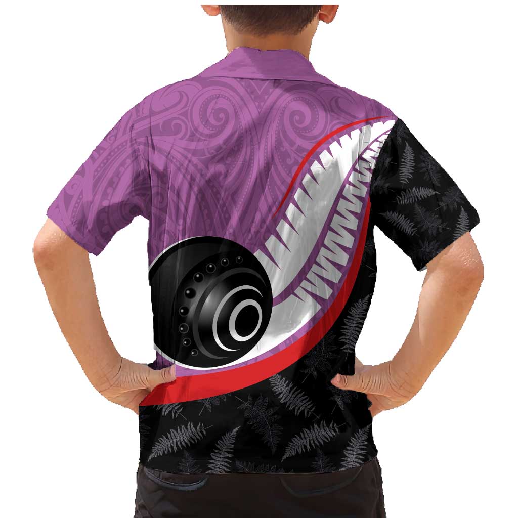 Personalised Aotearoa Lawn Bowls Family Matching Mermaid Dress and Hawaiian Shirt Maori and Silver Fern Sporty Style Pink Color - Polynesian Pride