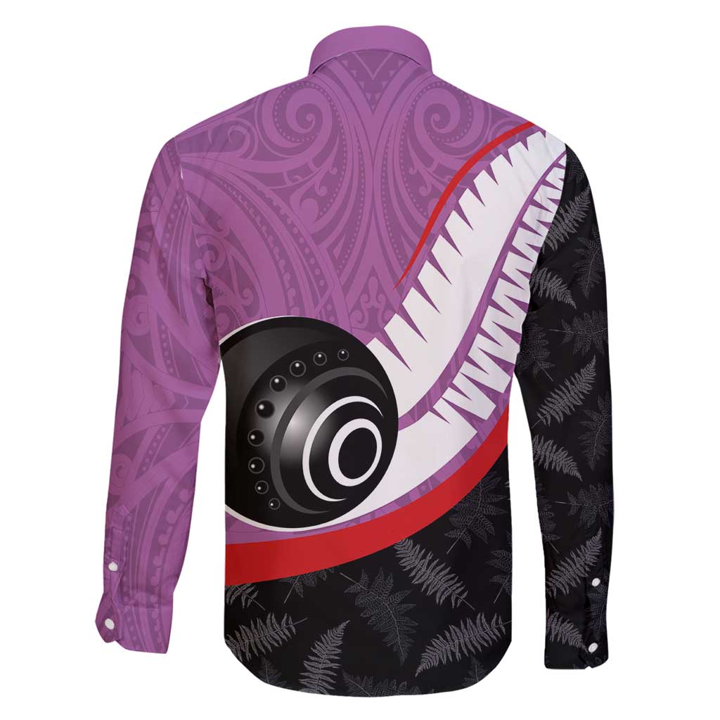 Personalised Aotearoa Lawn Bowls Family Matching Off Shoulder Short Dress and Hawaiian Shirt Maori and Silver Fern Sporty Style Pink Color - Polynesian Pride