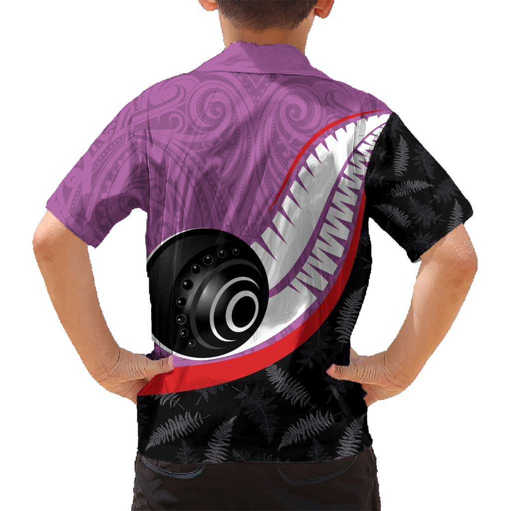 Personalised Aotearoa Lawn Bowls Family Matching Summer Maxi Dress and Hawaiian Shirt Maori and Silver Fern Sporty Style Pink Color - Polynesian Pride