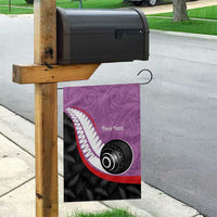 Personalised Aotearoa Lawn Bowls Garden Flag Maori and Silver Fern Sporty Style Pink Color - Polynesian Pride