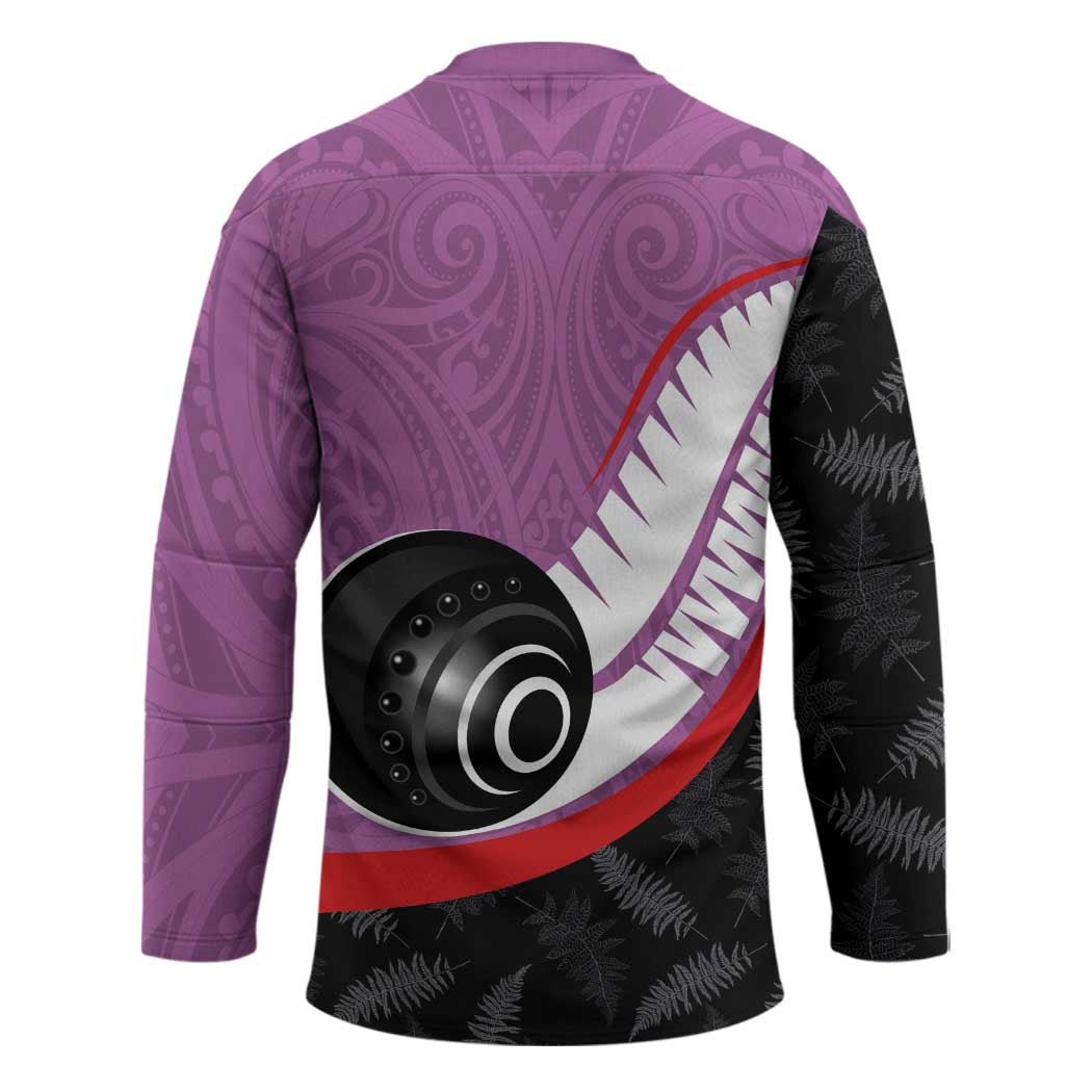 Personalised Aotearoa Lawn Bowls Hockey Jersey Maori and Silver Fern Sporty Style Pink Color - Polynesian Pride