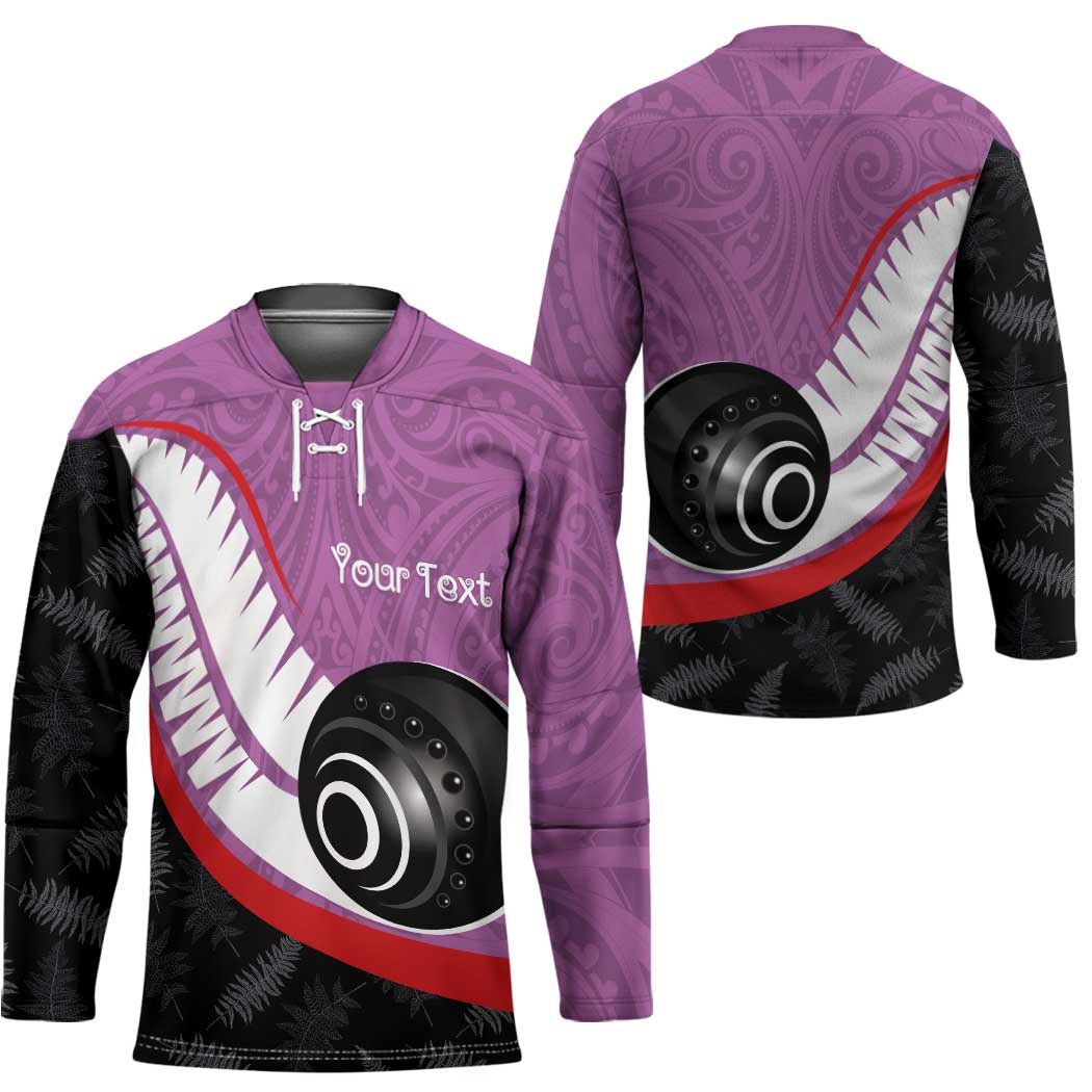 Personalised Aotearoa Lawn Bowls Hockey Jersey Maori and Silver Fern Sporty Style Pink Color - Polynesian Pride