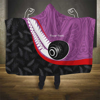 Personalised Aotearoa Lawn Bowls Hooded Blanket Maori and Silver Fern Sporty Style Pink Color - Polynesian Pride