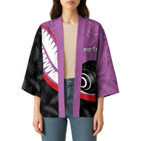 Personalised Aotearoa Lawn Bowls Kimono Maori and Silver Fern Sporty Style Pink Color - Polynesian Pride
