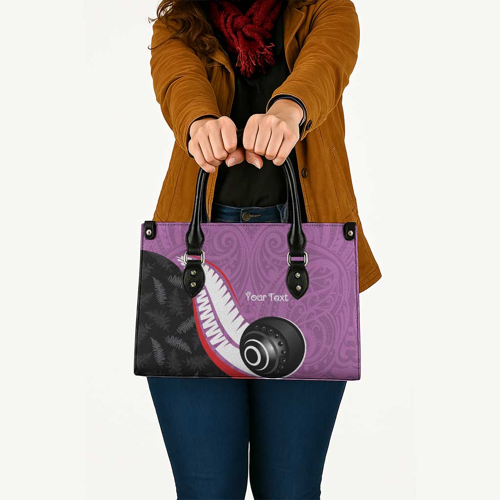 Personalised Aotearoa Lawn Bowls Leather Bag Maori and Silver Fern Sporty Style Pink Color - Polynesian Pride
