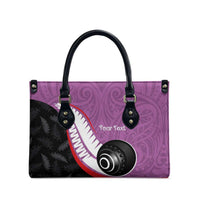 Personalised Aotearoa Lawn Bowls Leather Bag Maori and Silver Fern Sporty Style Pink Color - Polynesian Pride