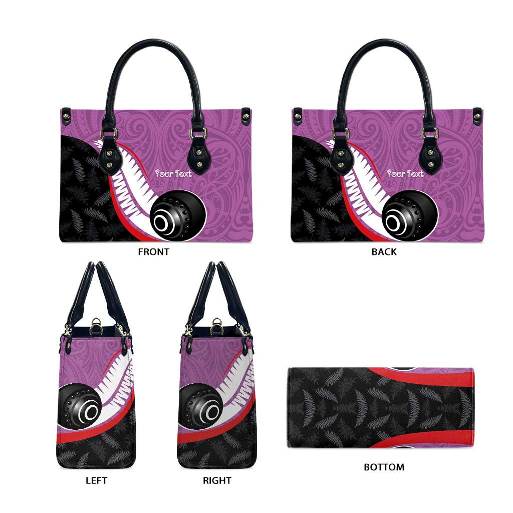 Personalised Aotearoa Lawn Bowls Leather Bag Maori and Silver Fern Sporty Style Pink Color - Polynesian Pride