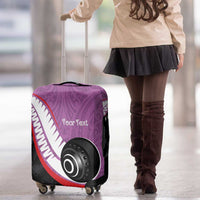 Personalised Aotearoa Lawn Bowls Luggage Cover Maori and Silver Fern Sporty Style Pink Color - Polynesian Pride