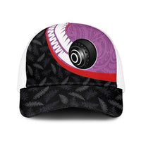 Aotearoa Lawn Bowls Mesh Trucker Cap Maori and Silver Fern Sporty Style Pink Color - Polynesian Pride