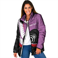 Personalised Aotearoa Lawn Bowls Padded Jacket Maori and Silver Fern Sporty Style Pink Color - Polynesian Pride