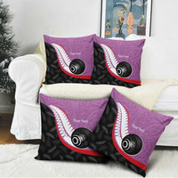 Personalised Aotearoa Lawn Bowls Pillow Cover Maori and Silver Fern Sporty Style Pink Color - Polynesian Pride