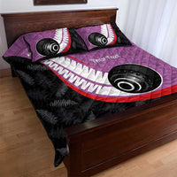 Personalised Aotearoa Lawn Bowls Quilt Bed Set Maori and Silver Fern Sporty Style Pink Color - Polynesian Pride