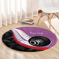 Personalised Aotearoa Lawn Bowls Round Carpet Maori and Silver Fern Sporty Style Pink Color - Polynesian Pride
