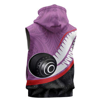 Personalised Aotearoa Lawn Bowls Sleeveless Zip Hoodie Maori and Silver Fern Sporty Style Pink Color - Polynesian Pride