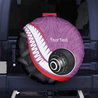 Personalised Aotearoa Lawn Bowls Spare Tire Cover Maori and Silver Fern Sporty Style Pink Color - Polynesian Pride