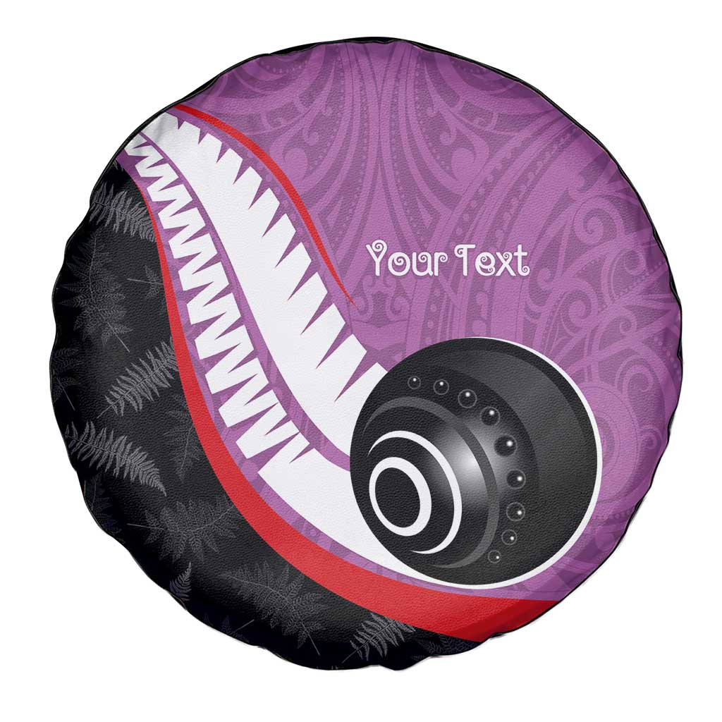 Personalised Aotearoa Lawn Bowls Spare Tire Cover Maori and Silver Fern Sporty Style Pink Color - Polynesian Pride