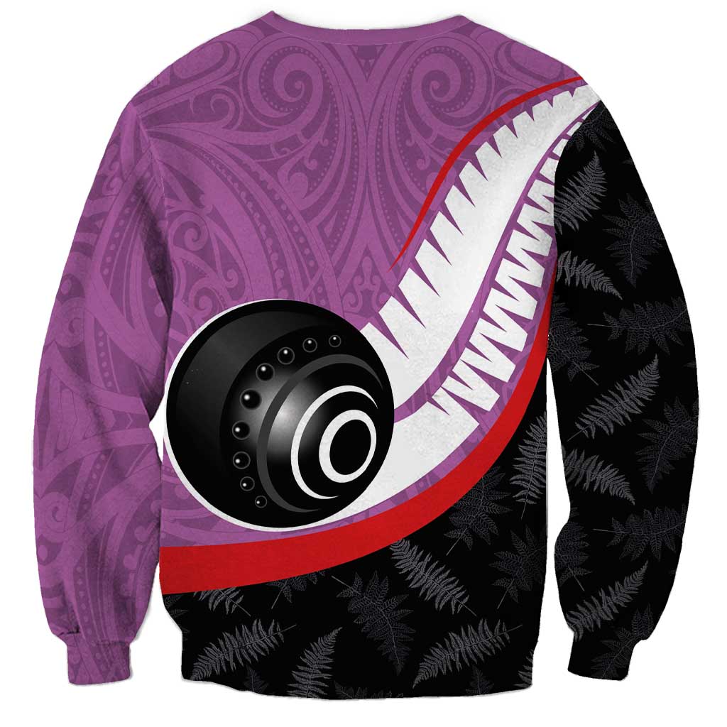 Personalised Aotearoa Lawn Bowls Sweatshirt Maori and Silver Fern Sporty Style Pink Color - Polynesian Pride