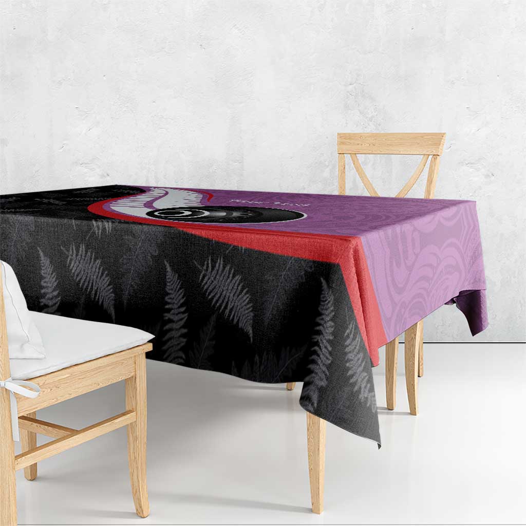 Personalised Aotearoa Lawn Bowls Tablecloth Maori and Silver Fern Sporty Style Pink Color - Polynesian Pride