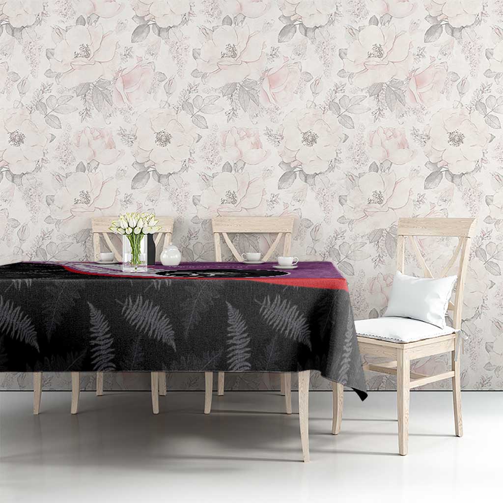 Personalised Aotearoa Lawn Bowls Tablecloth Maori and Silver Fern Sporty Style Pink Color - Polynesian Pride