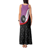 Personalised Aotearoa Lawn Bowls Tank Maxi Dress Maori and Silver Fern Sporty Style Pink Color - Polynesian Pride