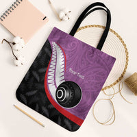Personalised Aotearoa Lawn Bowls Tote Bag Maori and Silver Fern Sporty Style Pink Color - Polynesian Pride