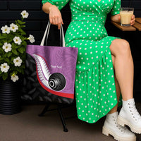 Personalised Aotearoa Lawn Bowls Tote Bag Maori and Silver Fern Sporty Style Pink Color - Polynesian Pride