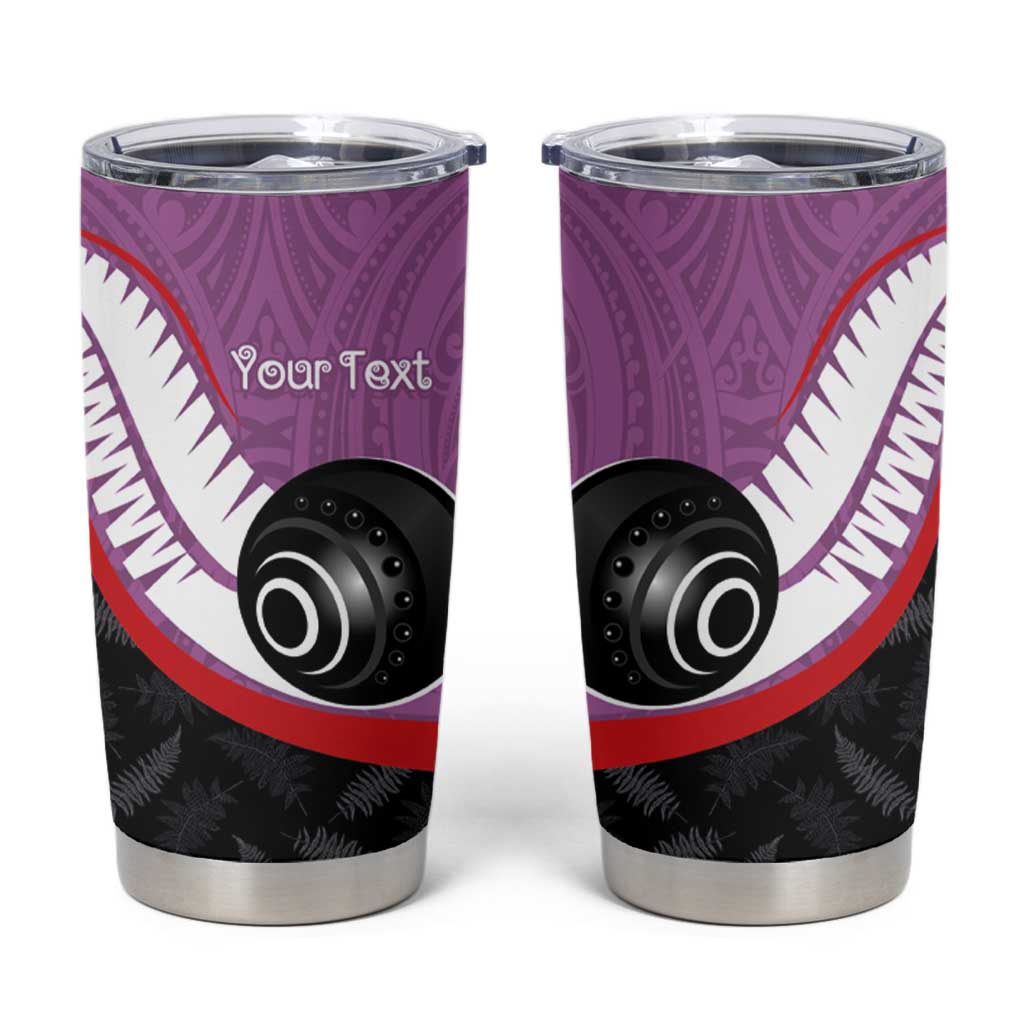 Personalised Aotearoa Lawn Bowls Tumbler Cup Maori and Silver Fern Sporty Style Pink Color - Polynesian Pride