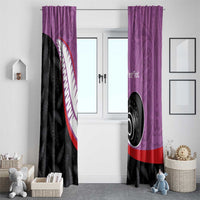 Personalised Aotearoa Lawn Bowls Window Curtain Maori and Silver Fern Sporty Style Pink Color - Polynesian Pride