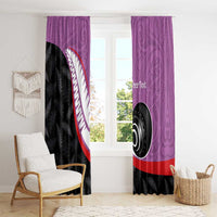 Personalised Aotearoa Lawn Bowls Window Curtain Maori and Silver Fern Sporty Style Pink Color - Polynesian Pride