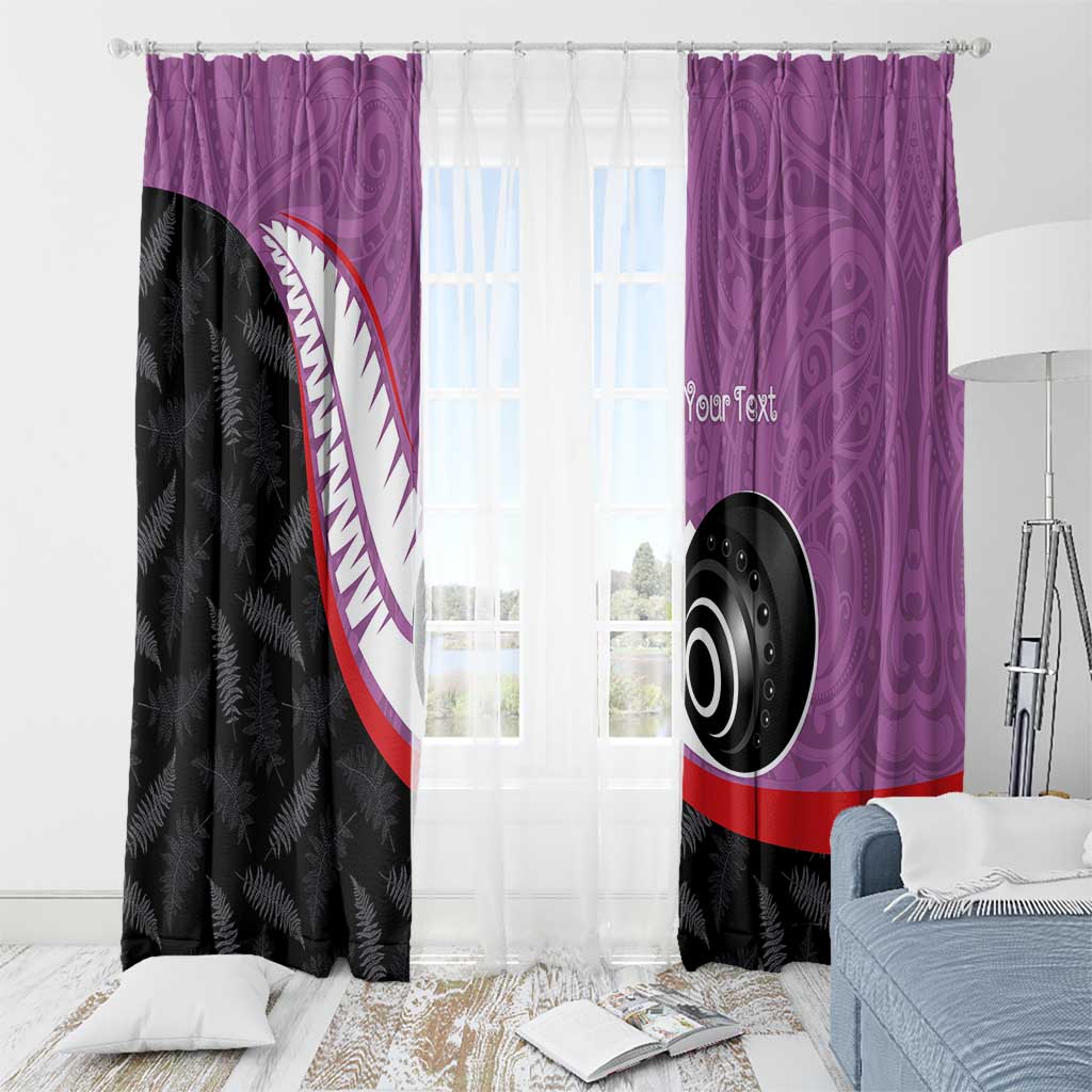 Personalised Aotearoa Lawn Bowls Window Curtain Maori and Silver Fern Sporty Style Pink Color - Polynesian Pride