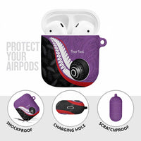Personalised Aotearoa Lawn Bowls AirPods Case Maori and Silver Fern Sporty Style Purple Color - Polynesian Pride